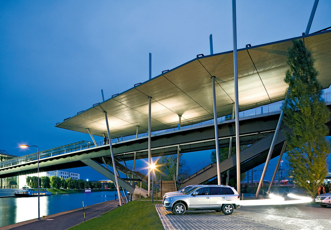 View of city bridge at Autostadt in Wolfsburg, Germany