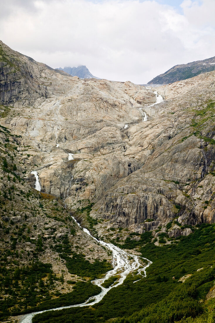 View of the Rhone Glacier in Valais, Switzerland