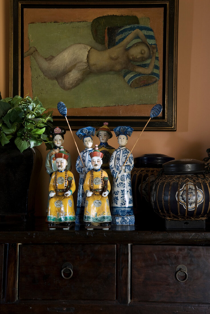 Chinese porcelain figures on sideboard