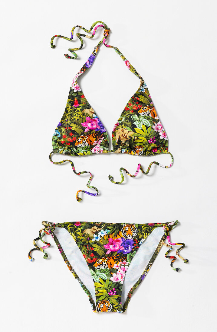 Triangel-Bikini, Dschungel-Muster, Freisteller