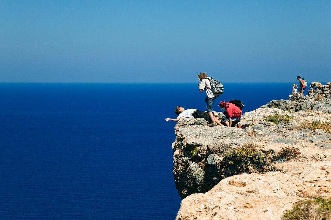 View of Venetian fortress and blue sea in Crete, Greek 