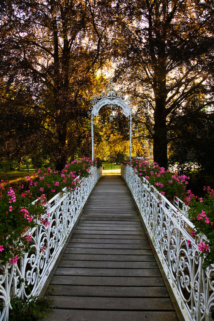 View of iron bridge in Baden-Baden, Black Forest, Germany