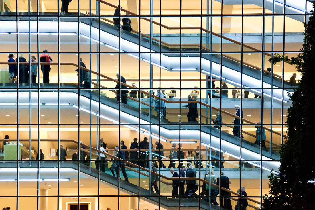 People climbing staircase at Baden-Baden, Festspielhaus, Germany