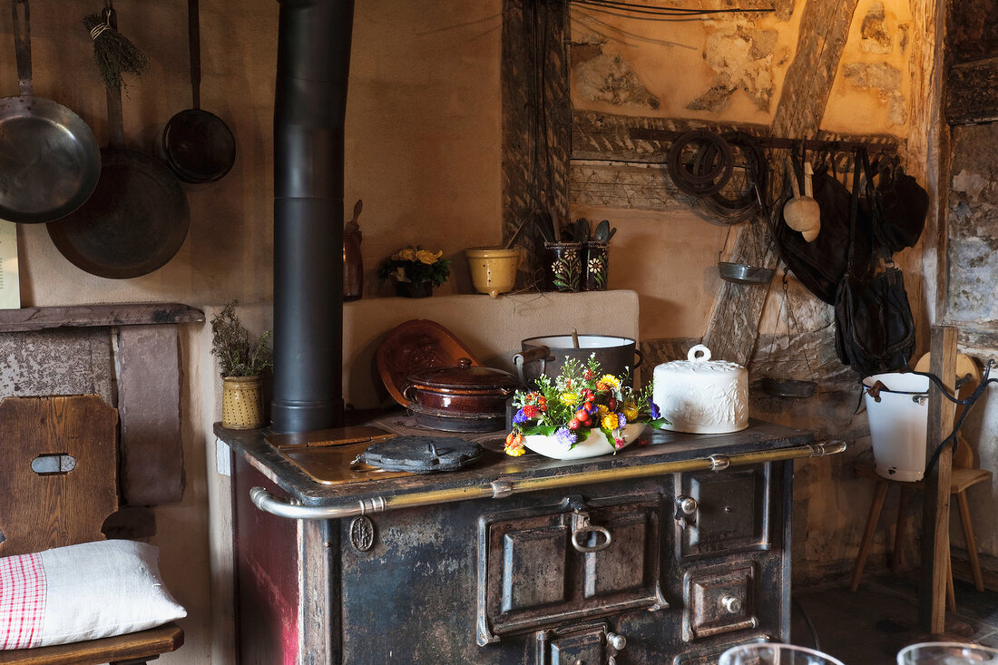Old kitchen in Hotel Bareiss in Baiersbronn, Black Forest, Germany