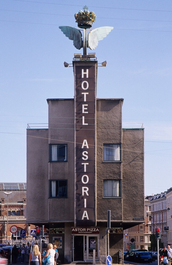 Facade of Hotel Astoria in Copenhagen, Denmark