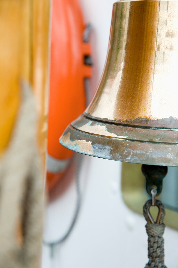 Close-up of Ship's bell on a schooner in Copenhagen, Denmark