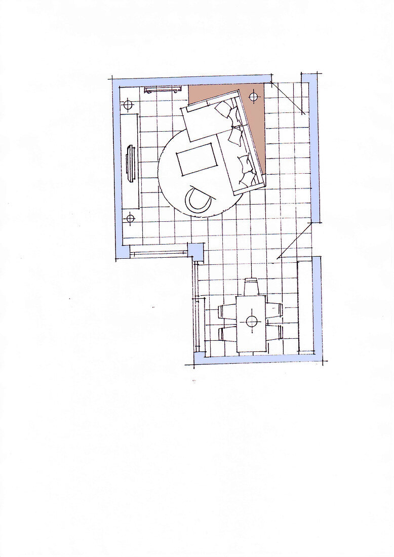 Illustration of living room floor plan