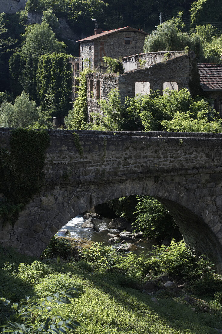 Stone bridge in Thiers, Auvergne, France