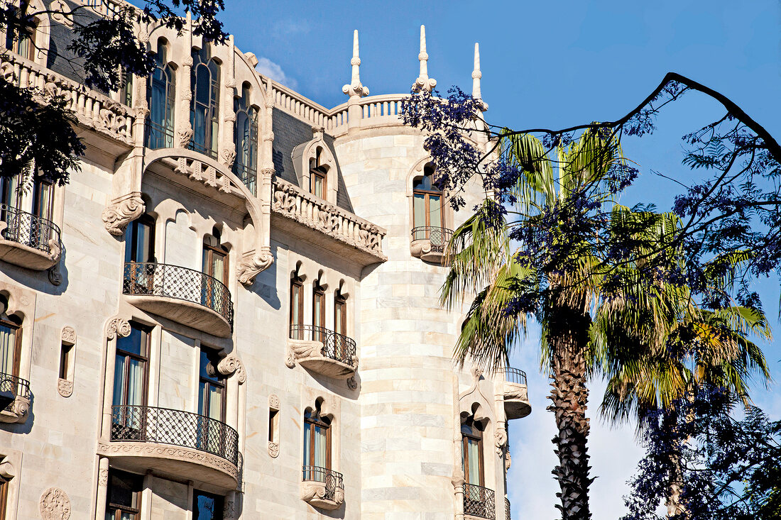 Facade of Hotel Casa Fuster in Gracia, Barcelona, Spain