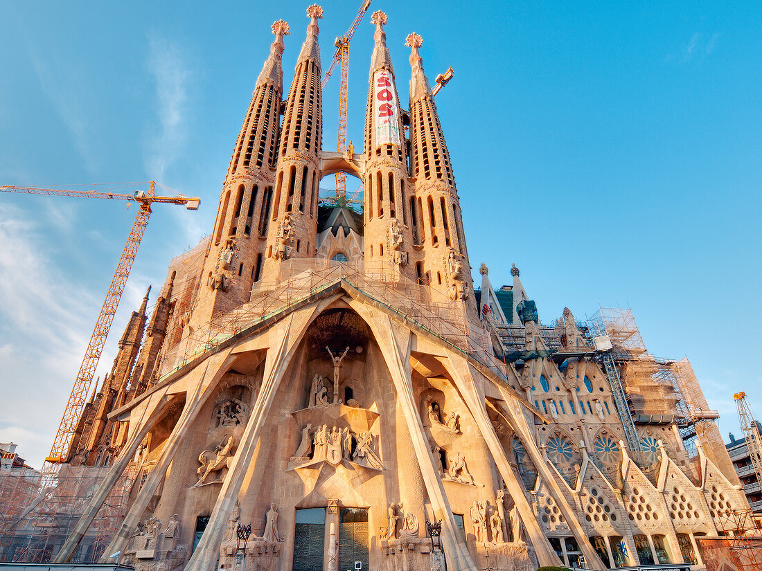 Facade of Sagrada Familia church, Barcelona, Spain