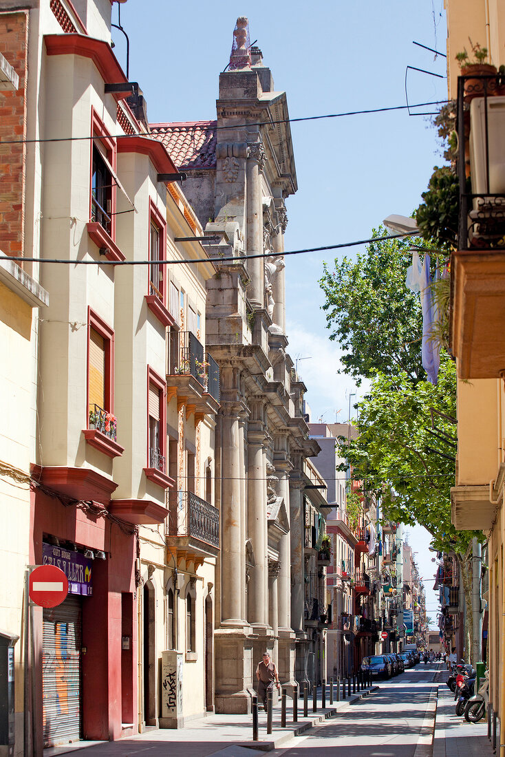 View of streets and buildings in Barcelona, Spain