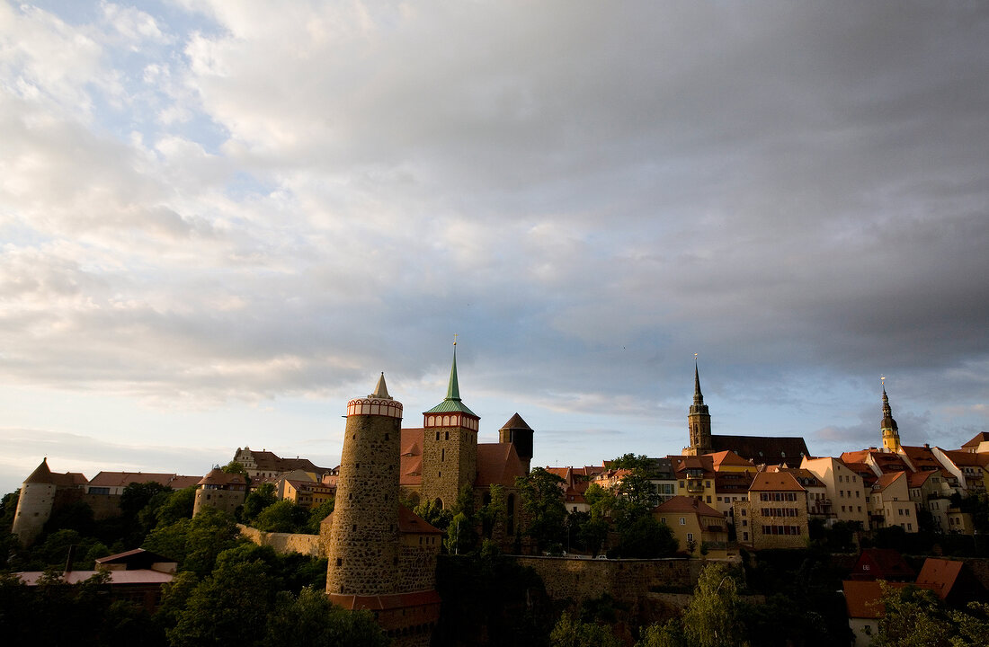 View of old town at evening in Bautzen, Saxony, Germany
