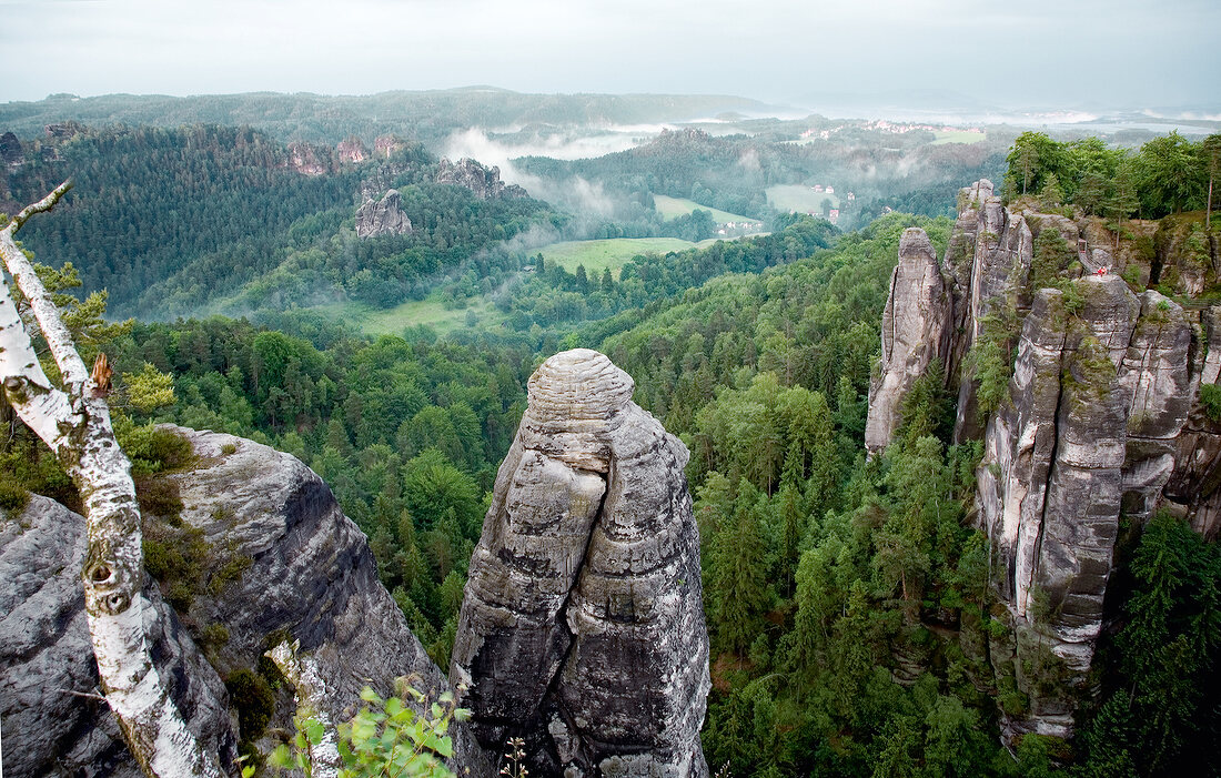 View of sandstone mountains in Saxony, Germany