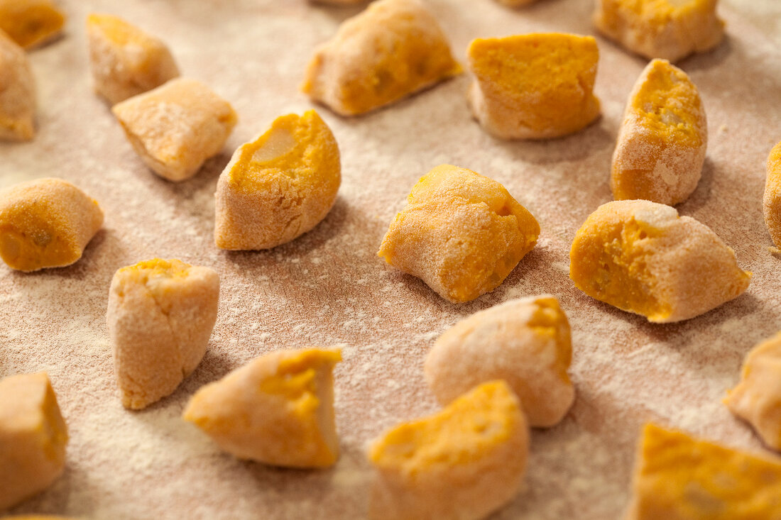 Close-up of fresh pumpkin gnocchi