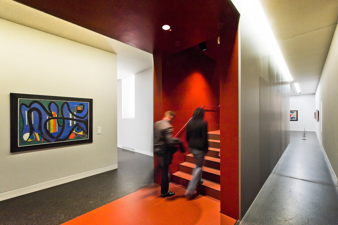 View of people climbing stairway at Chemnitz Museum Gunzenhauser, Saxony, Germany