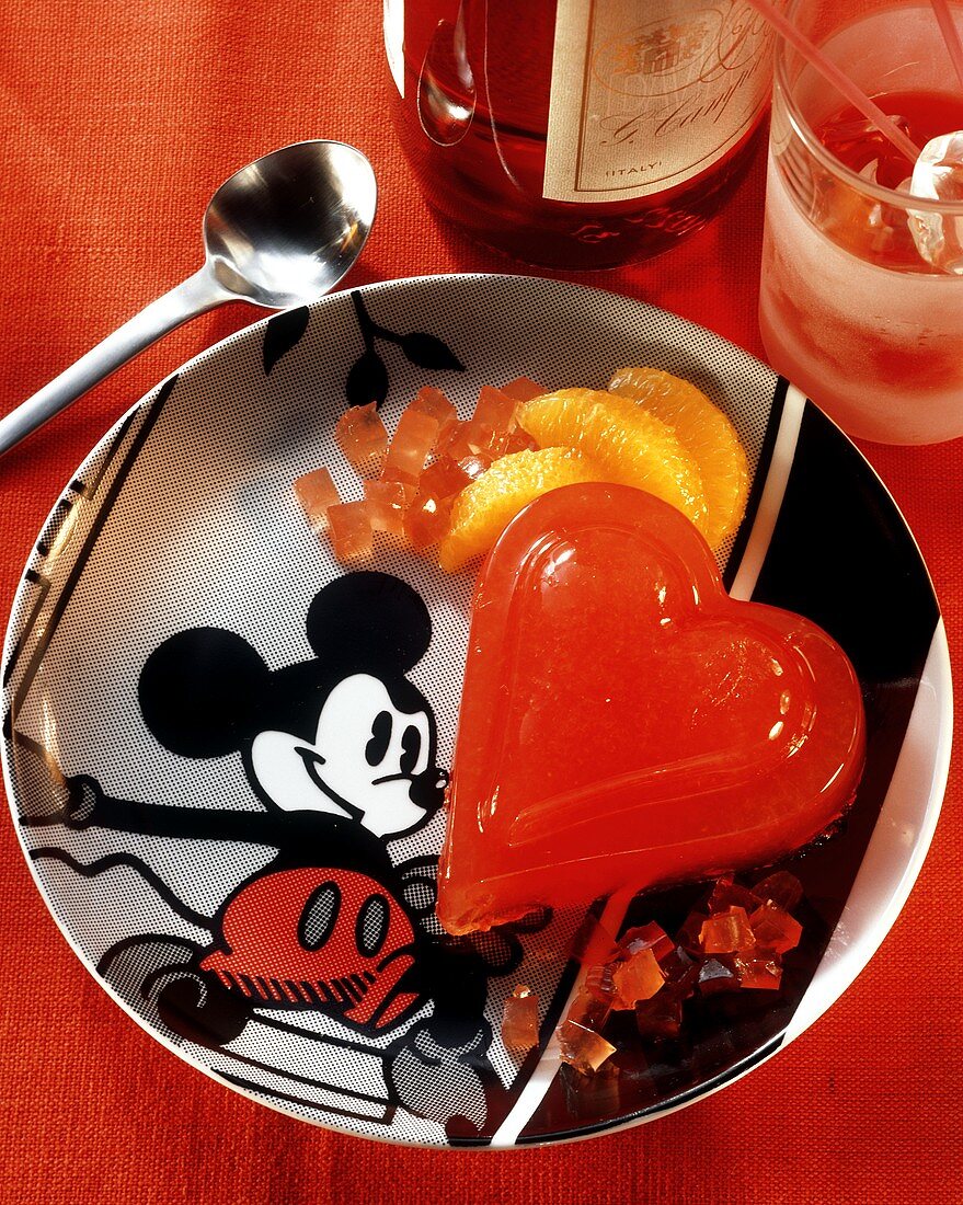 Heart-shaped Orange-Campari Jelly