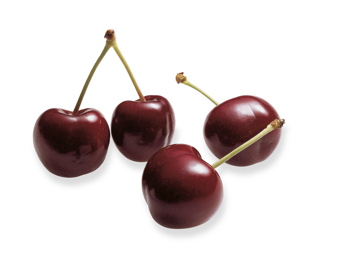 Van cherry with stems on white background