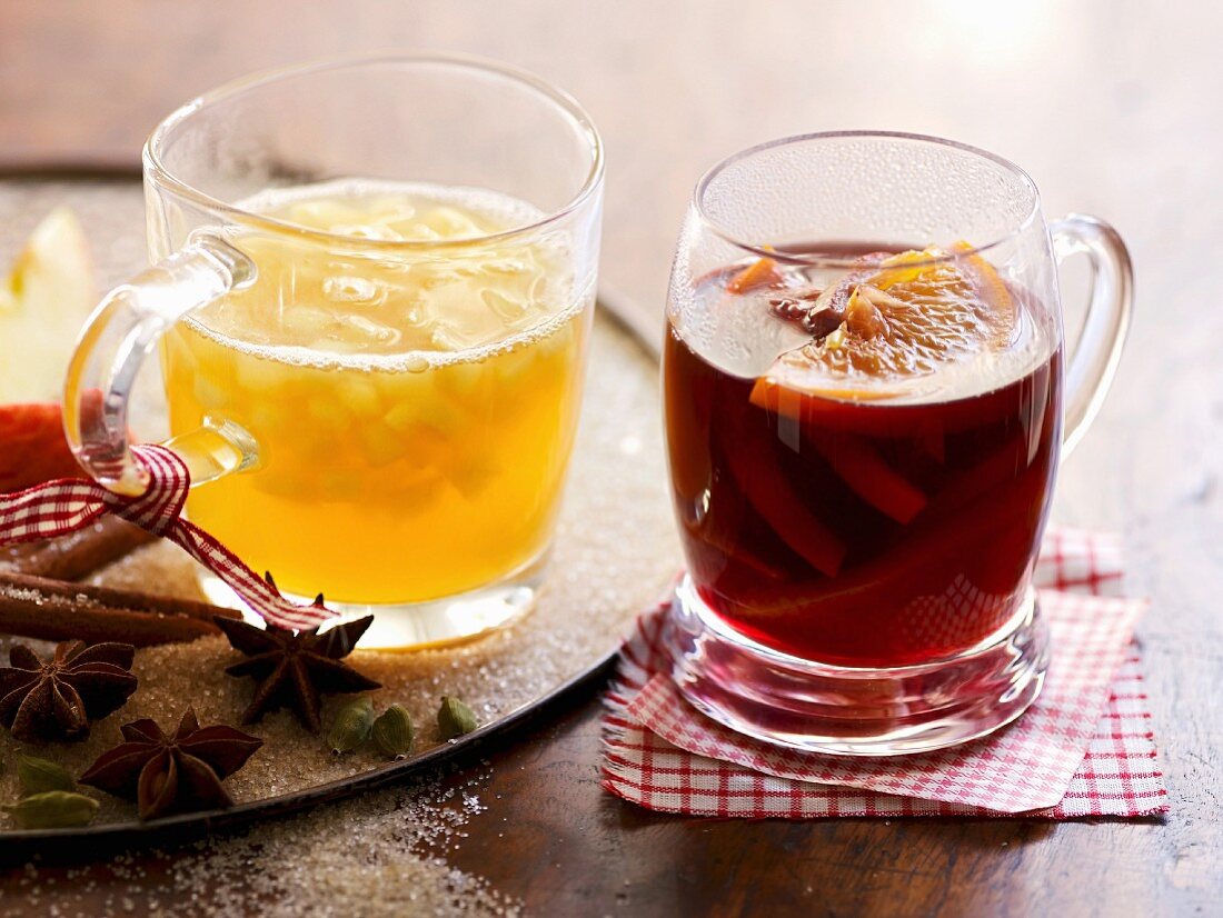 Apple punch and cranberry punch with elderberry