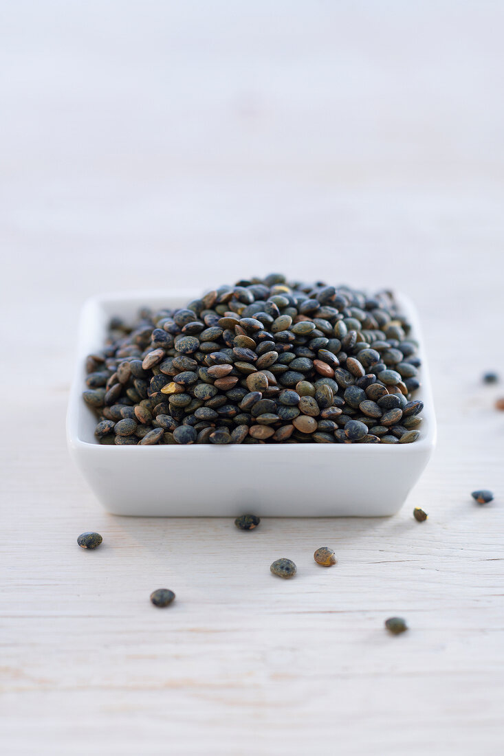 Green lentils in bowl