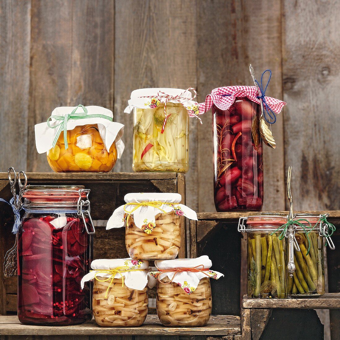 Vegetables preserved in jars