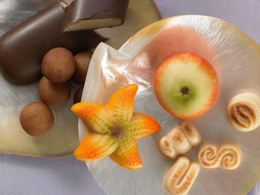 Close-up of marzipan in different shapes