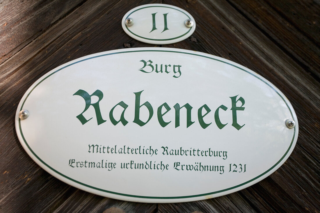 Sign board in Nature Park, Franconian Switzerland, Bavaria, Germany