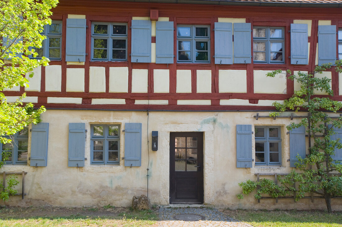 Facade of half timbered house in Franconian Switzerland, Bavaria, Germany