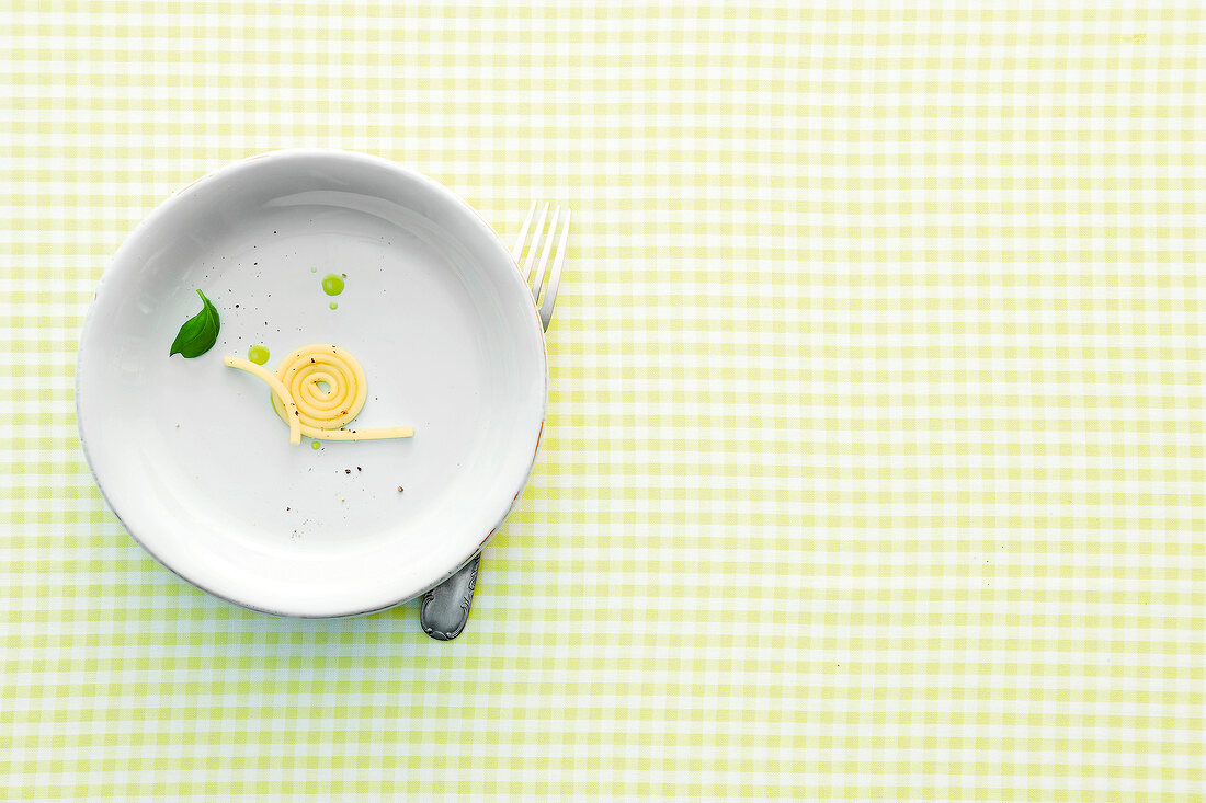 Rolled pasta on plate