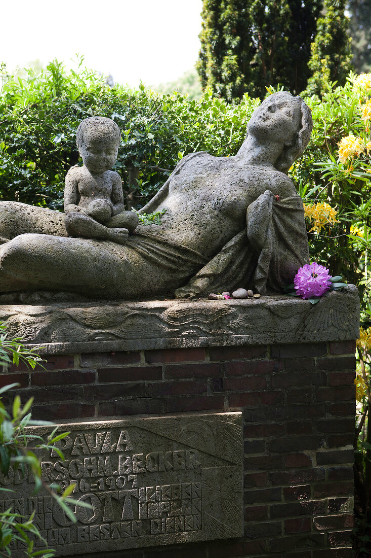 Grave of artist Paula Modersohn-Becker in Worpswede, Lower Saxony, Germany