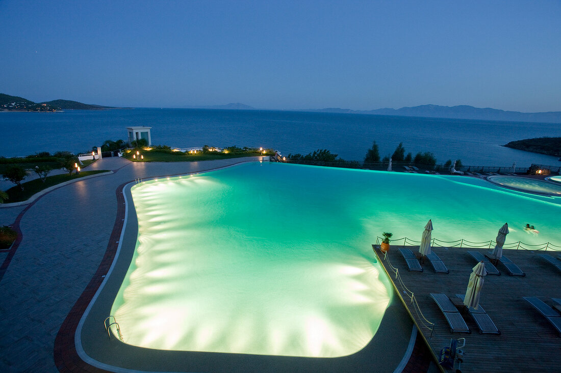View of pool in Kempinski Hotel Barbaros Bay, Turkey