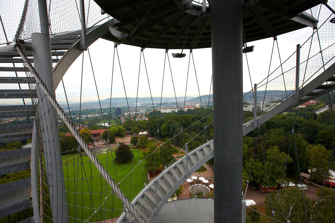 View of Killesbergpark from Killesbergturm in Stuttgart, Germany