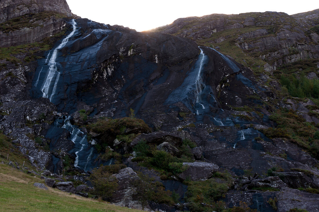 View of waterfall from Beara Peninsula Mountain, Ireland