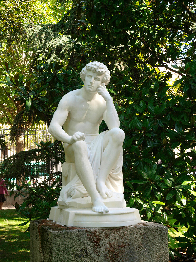 White statue in Jardin du Luxembourg, Paris, France