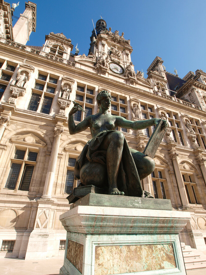 View of Hotel de Ville in Paris, France