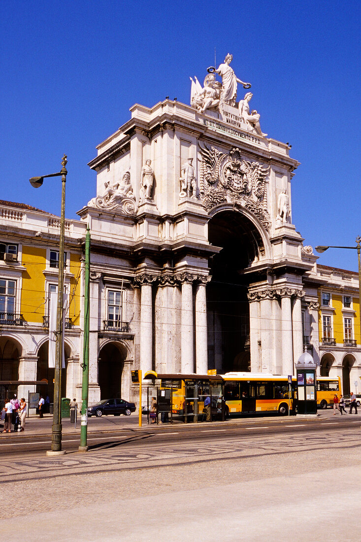 Arco da Victoria on Praca do Comercio in Lisbon, Portugal