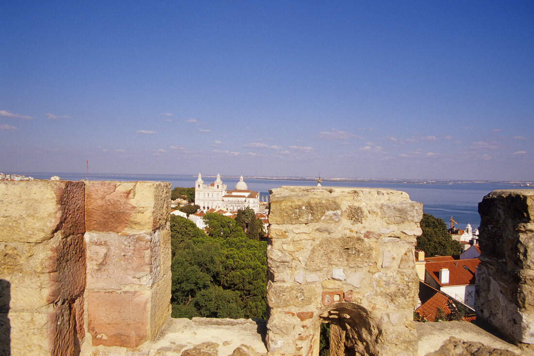 View of river and city from Castle of Sao Jorge in Portugal