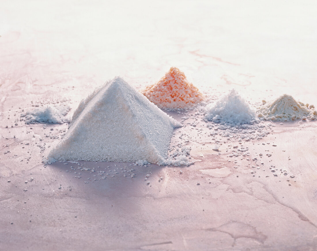 Different types of salt pile