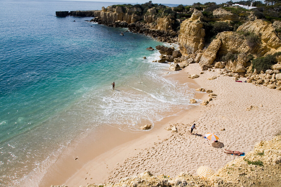 View of Sao Rafael beach in Albufeira, Portugal