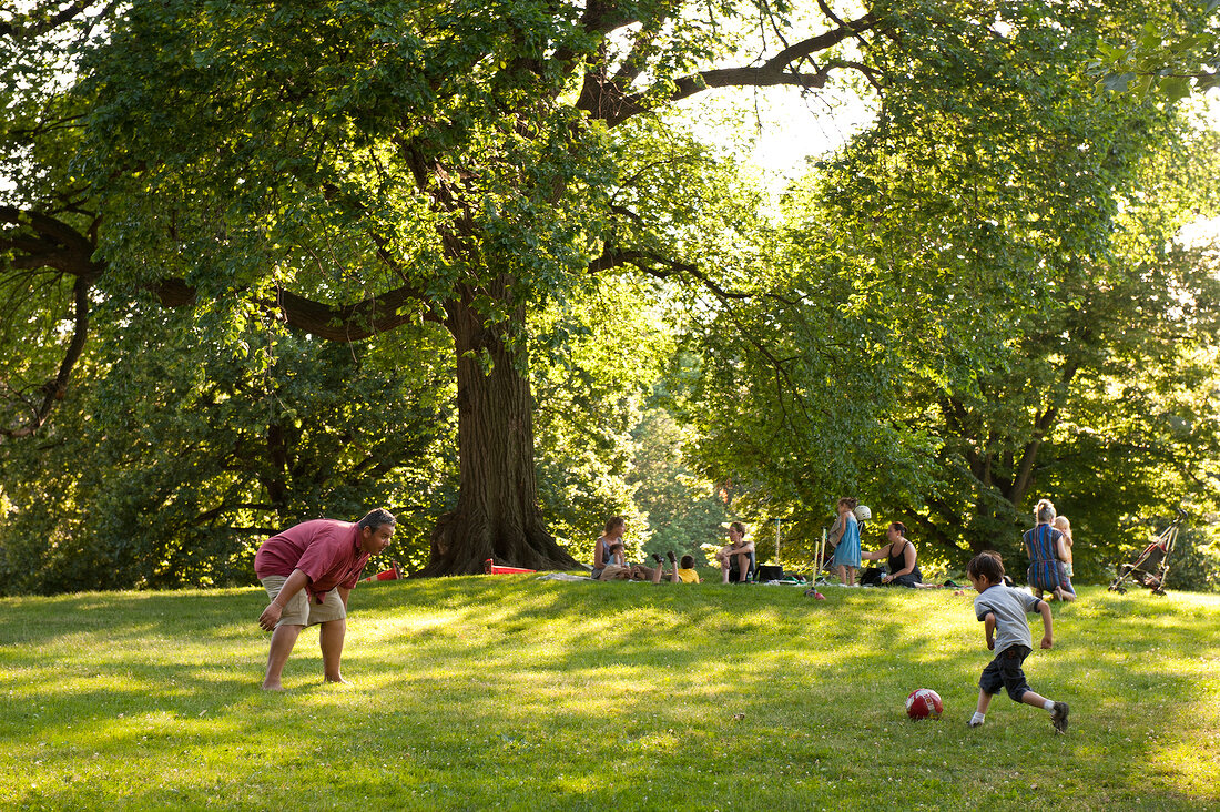 New York: Picknick mit Kindern im Park, x
