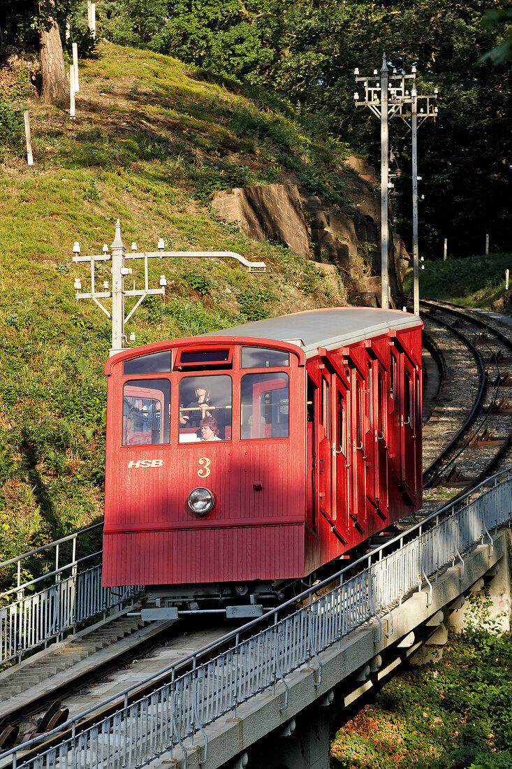 Red mountain railway in Heidelberg, Germany