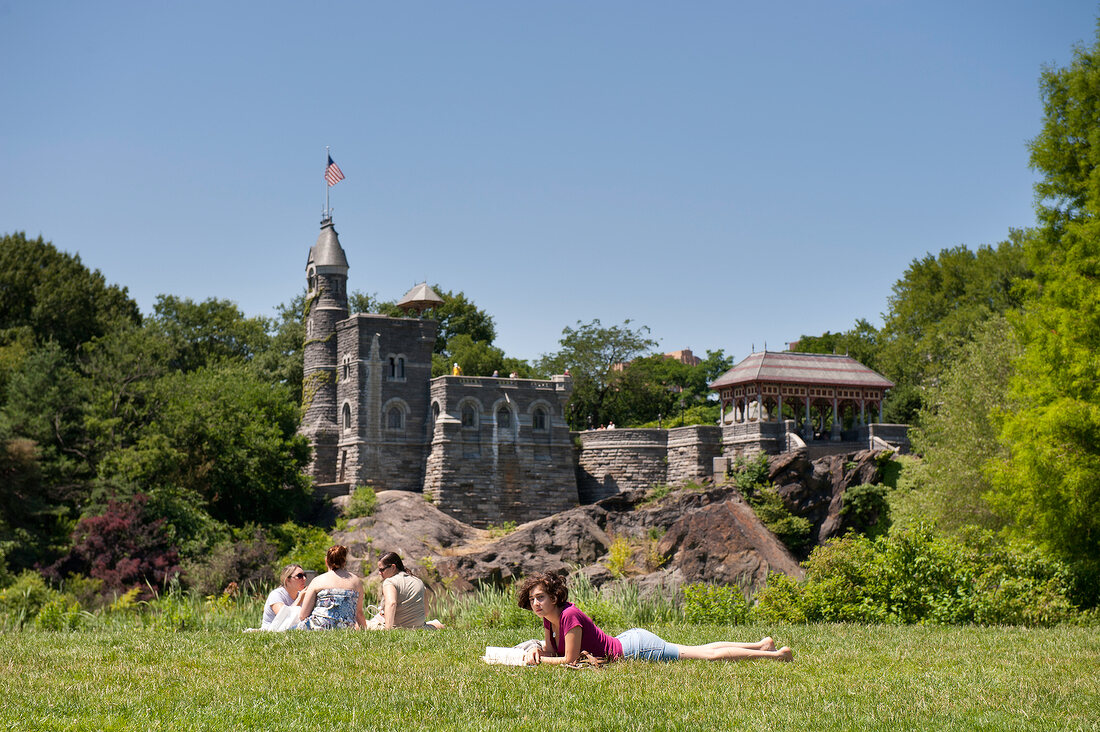 People relaxing in Central Park, New York, USA
