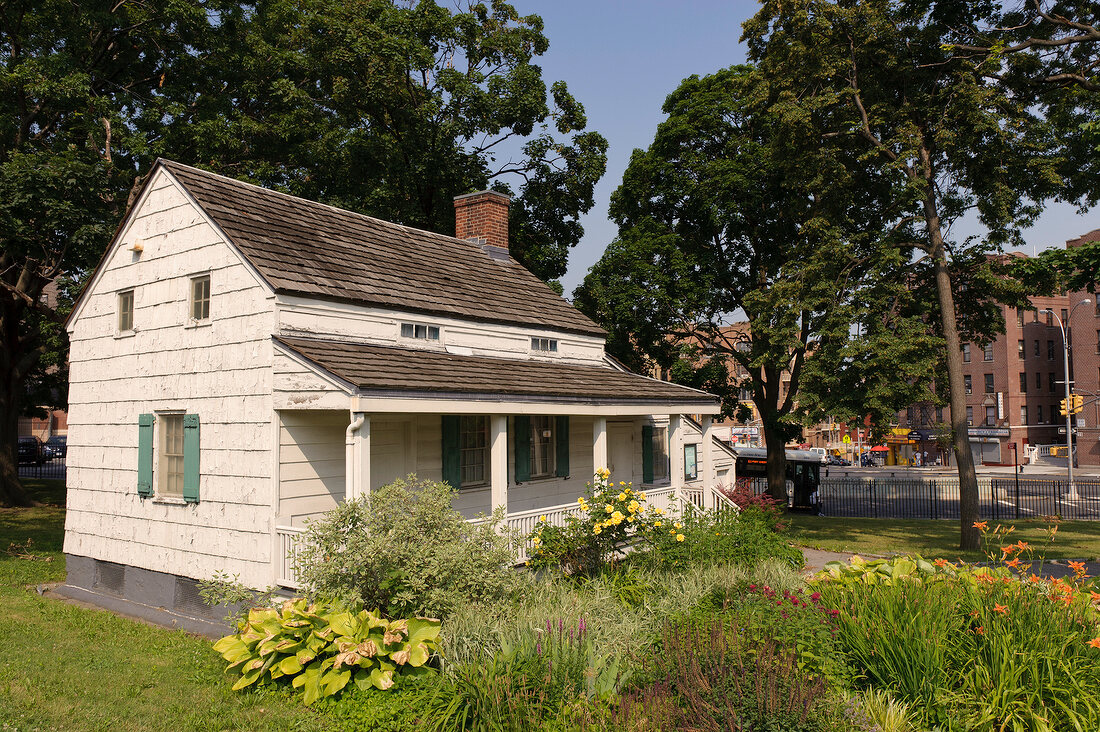 View of old wooden house in Bronx, New York, USA