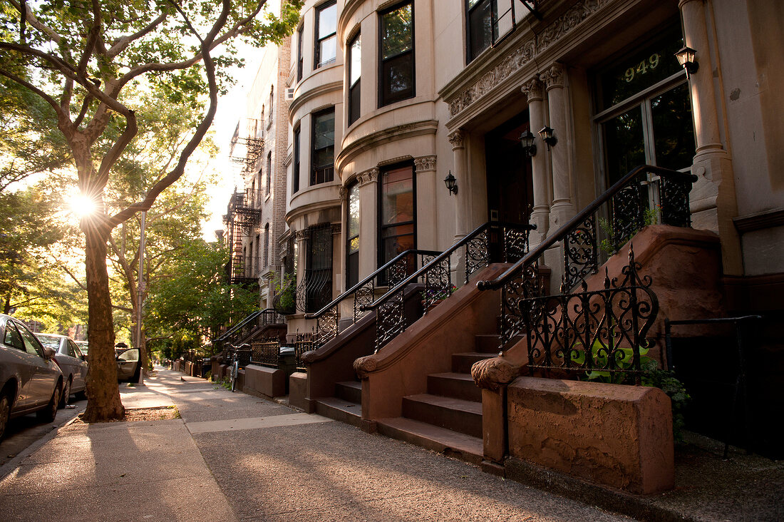 People at Brooklyn Park Slope Street, New York, USA