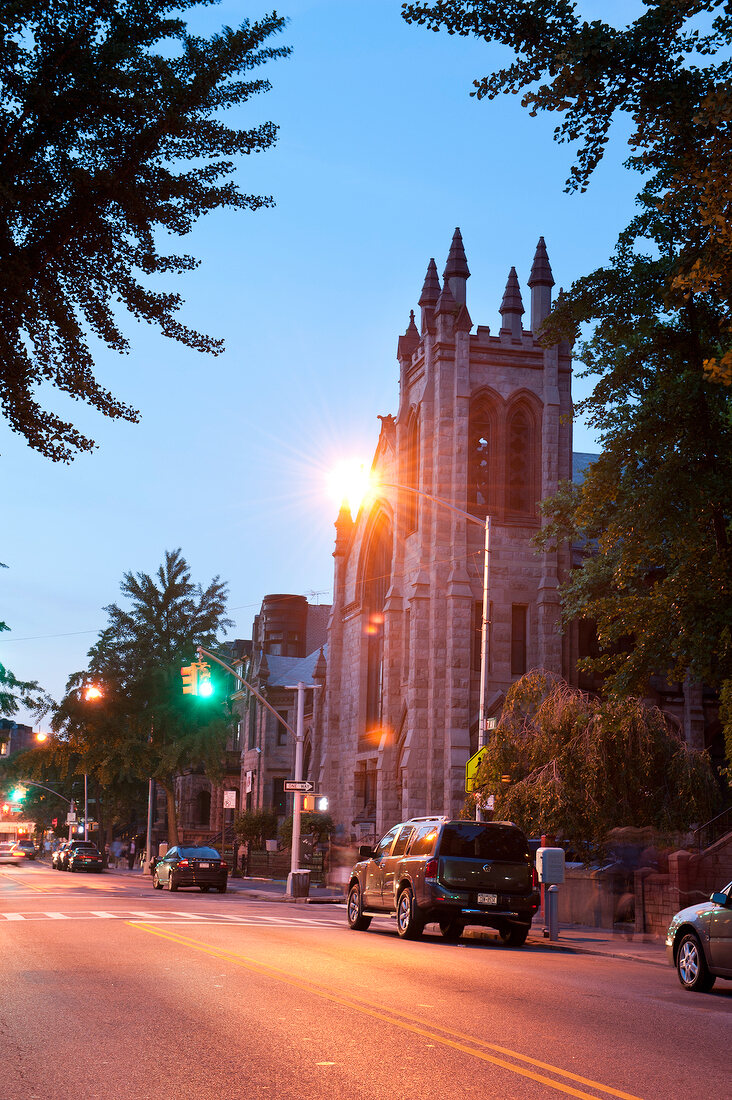 View of Church in Park Slope, Brooklyn, New York, USA