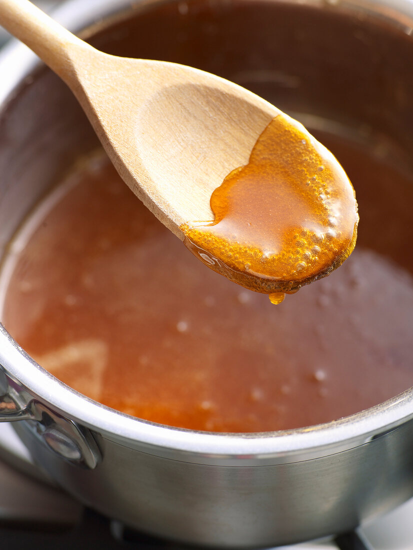 Close-up of caramel on spoon