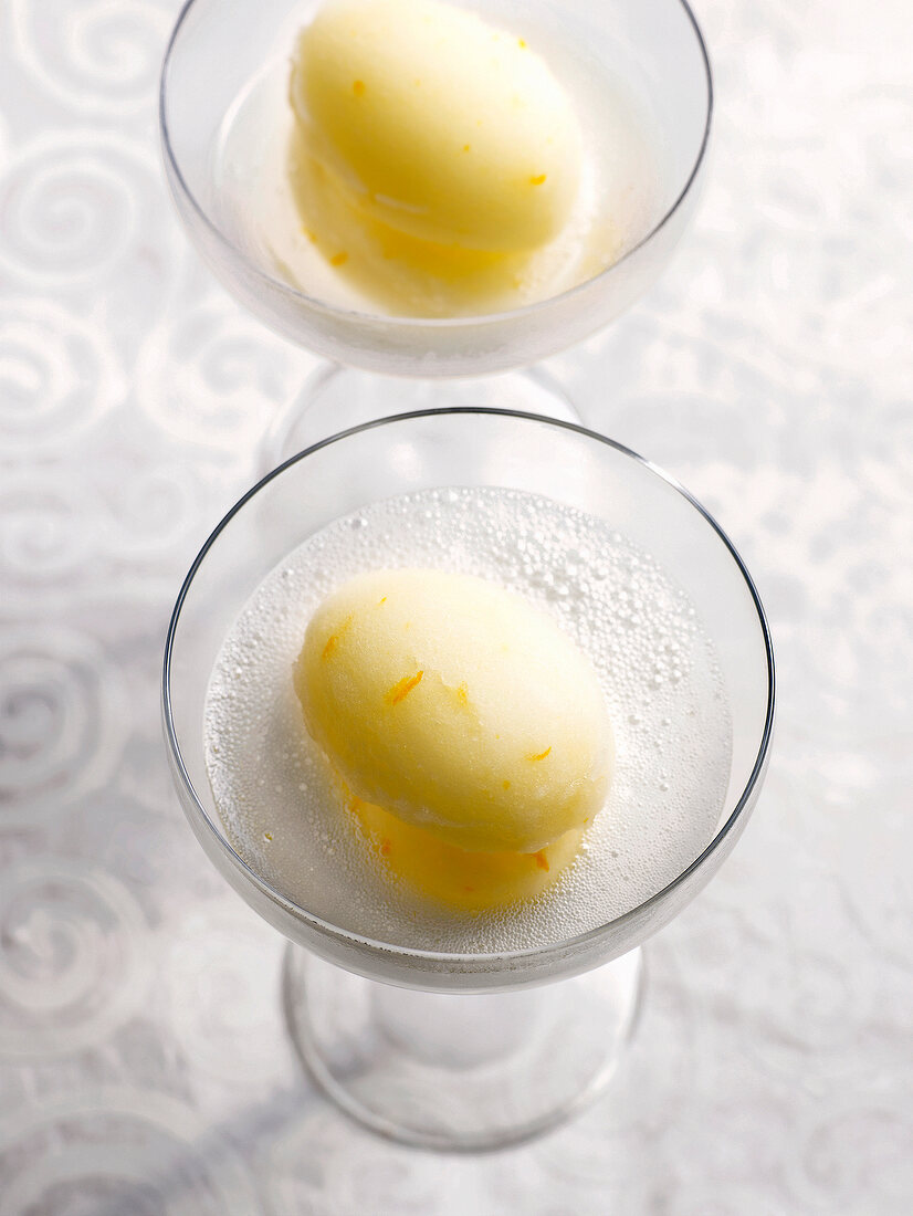Close-up of champagne sorbet