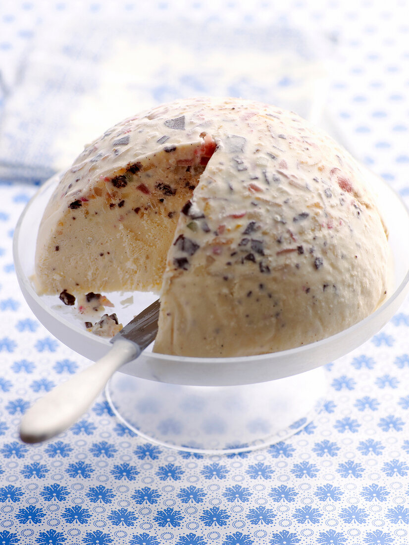 Close-up of eisbombe cassata ice-cream in bowl
