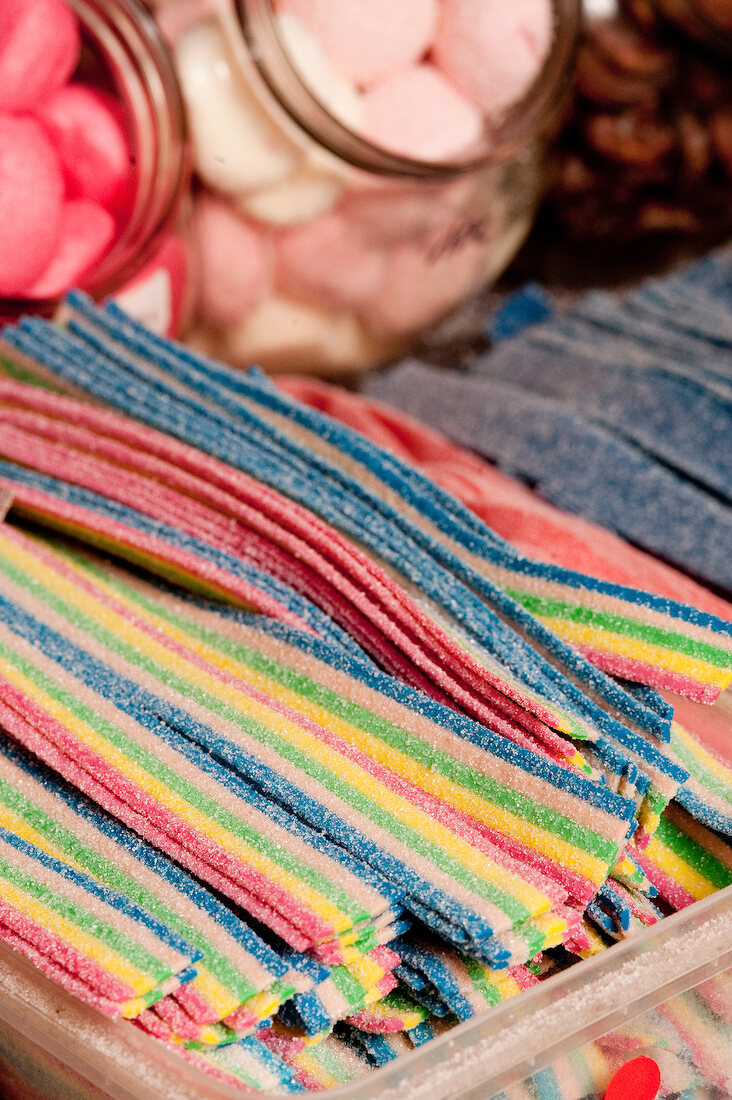 Close-up of striped sugar candy
