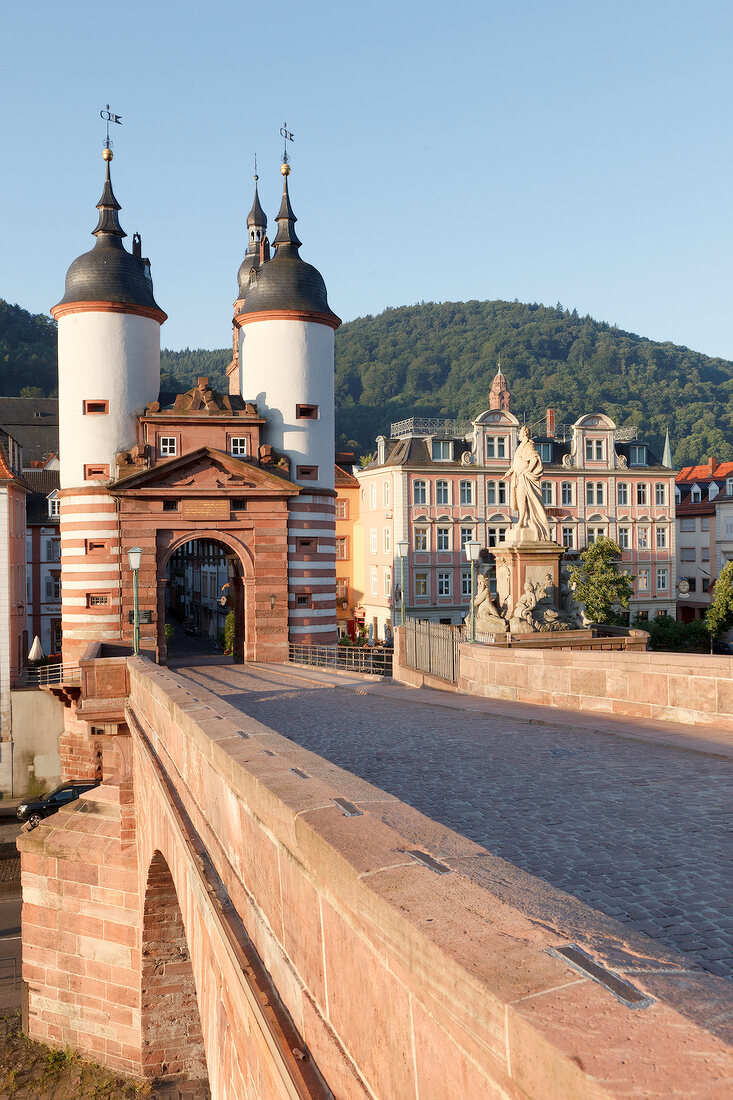 View of Karl-Theodor Bridge Gate at Heidelberg, Germany
