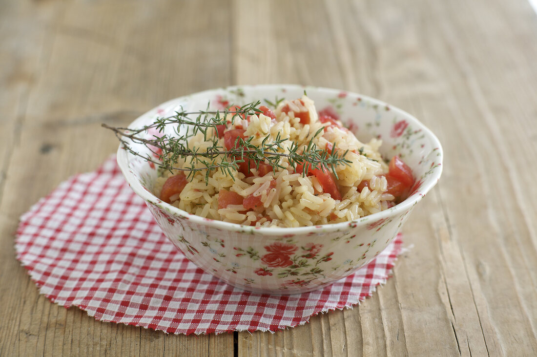 Tomato rice in bowl